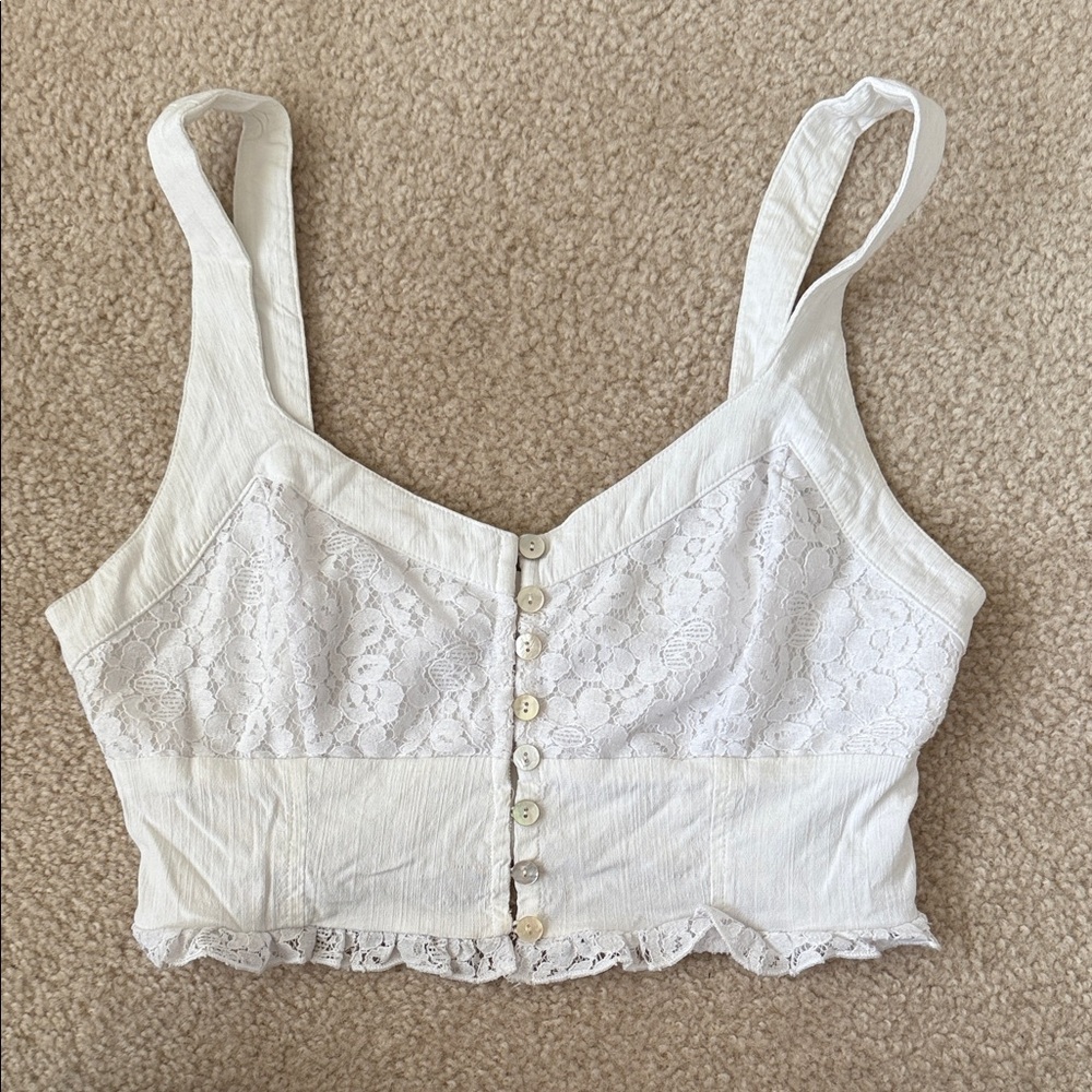 Free People White Lace Crop Top